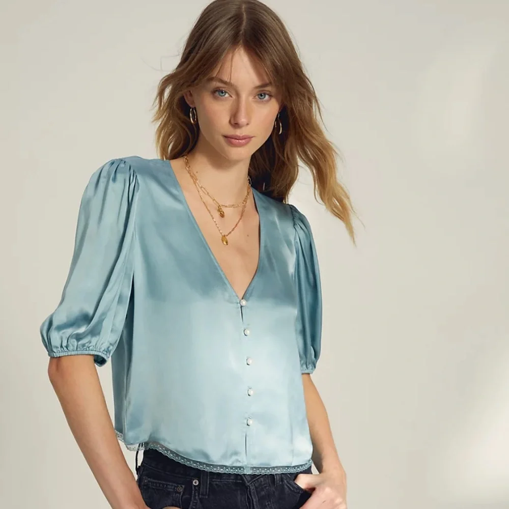 Aritzia Wilfred Bria Blouse in Sage Stone size Medium, Brand New with Tags - Picture 2 of 6